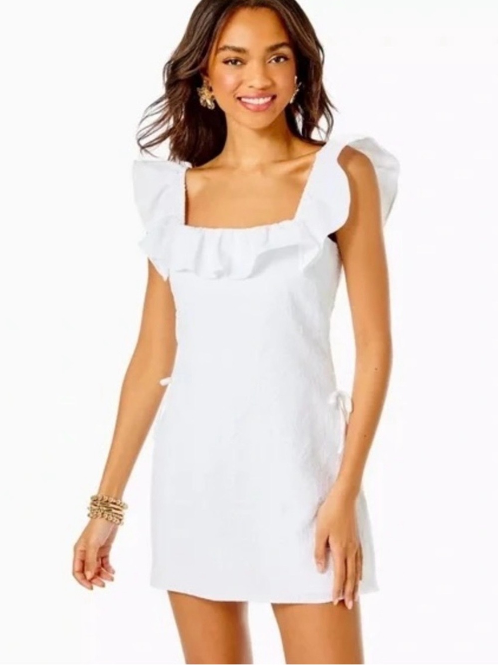 Lilly Pulitzer Zoya Ruffle Romper in Resort White, Size 4